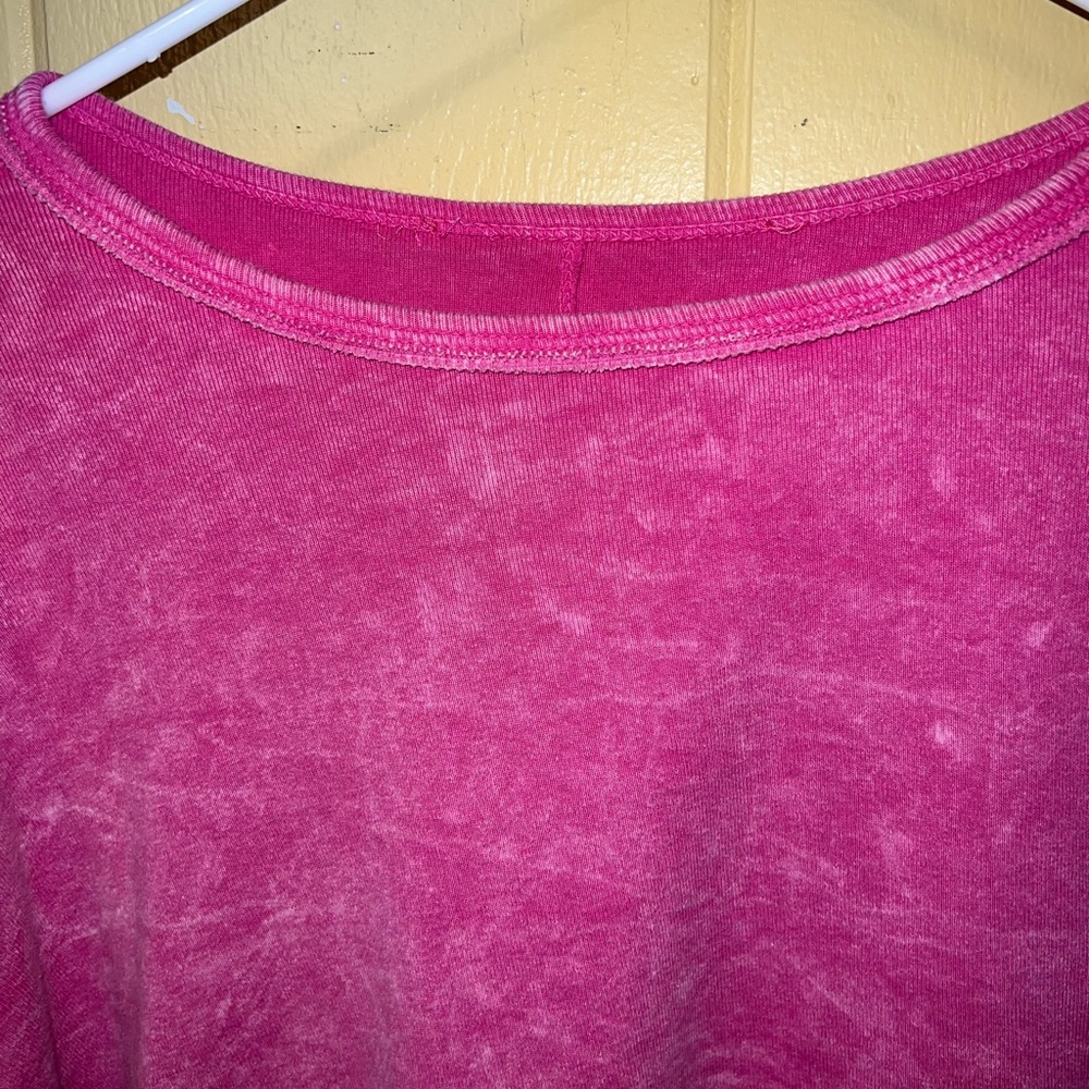 3/$18 Aerie Oversized Pink Contrast Dolman Knit Long Sleeve Pullover Tee Size L - Picture 8 of 14